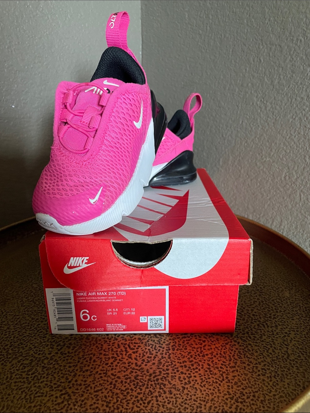 Nike Kids Air Max 270 Toddlers Sneakers - Hot Pink & Black
